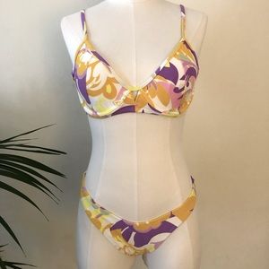 Adorable retro inspired multi color printed bikini size XS